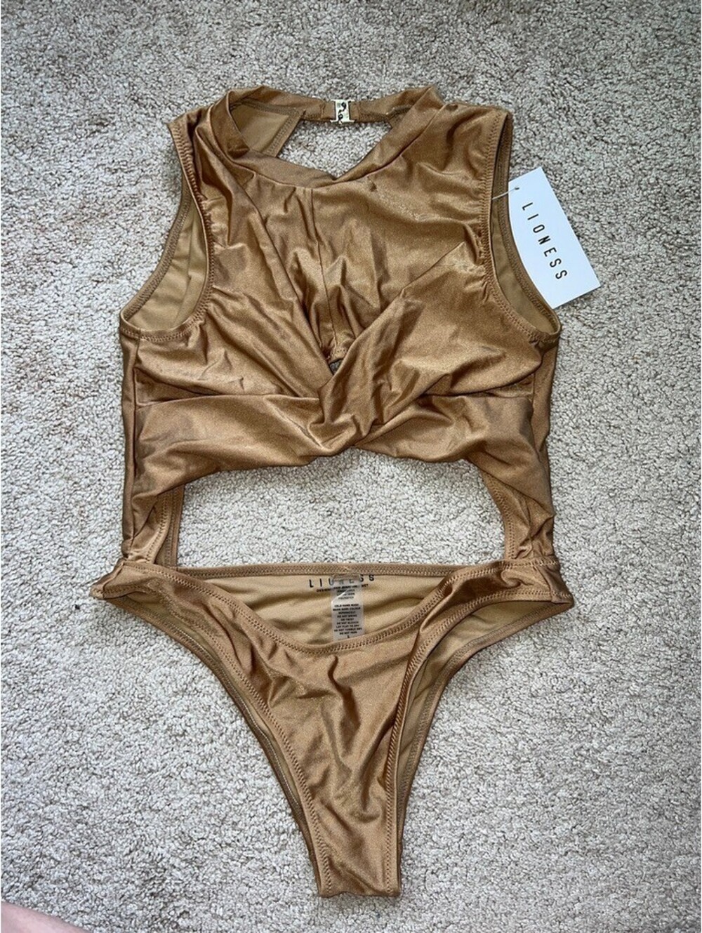 NWT Lioness The Cara Gold L one piece cutout swimsuit